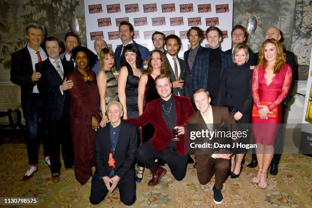 The Cast of Only Fools and Horses pose for a group photograph during the after party following the opening night of Only Fools and Horses The Musical...