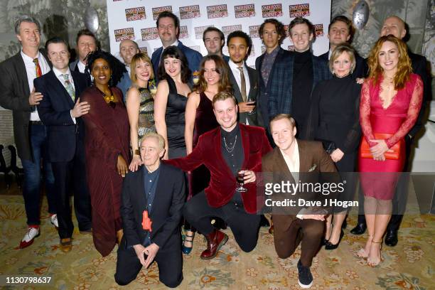 The Cast of Only Fools and Horses pose for a group photograph during the after party following the opening night of Only Fools and Horses The Musical...