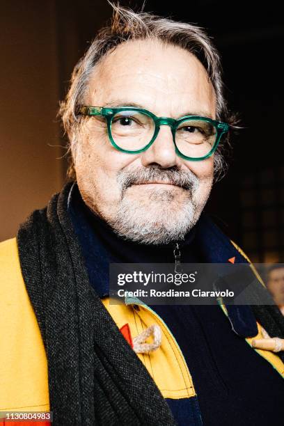 Italian Photographer Oliviero Toscani is seen backstage ahead of the United Colours Of Benetton show at Milan Fashion Week Autumn/Winter 2019/20 on...