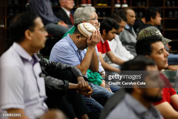 Muslims and people of all faiths come together in prayer at The Islamic Center of Los Angeles one day after the shooting in a mosque in New Zealand...