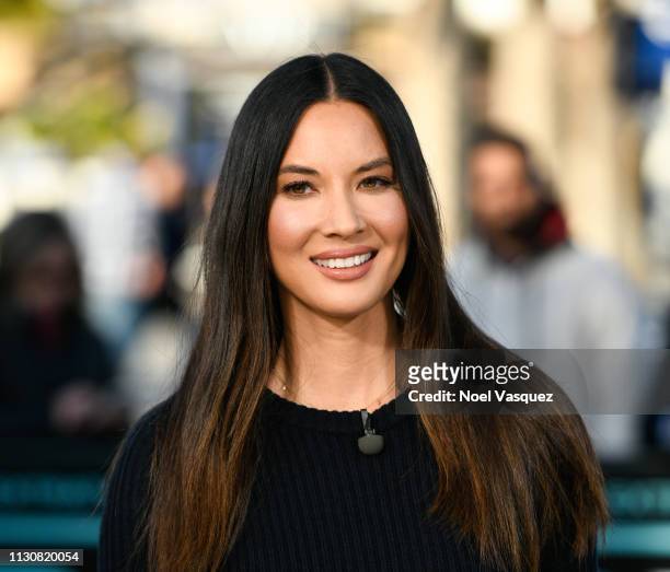 Olivia Munn visits "Extra" at Universal Studios Hollywood on February 19, 2019 in Universal City, California.