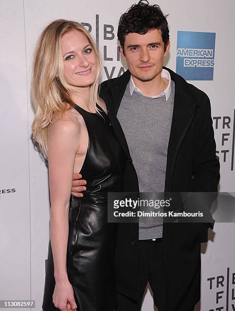 Sorel Carradine and Orlando Bloom attend the premiere of "The Good Doctor" during the 10th annual Tribeca Film Festival at BMCC Tribeca PAC on April...