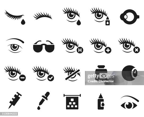 eye icon set - eyelash stock illustrations