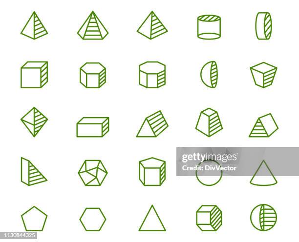 shape icon set - triangular prism stock illustrations
