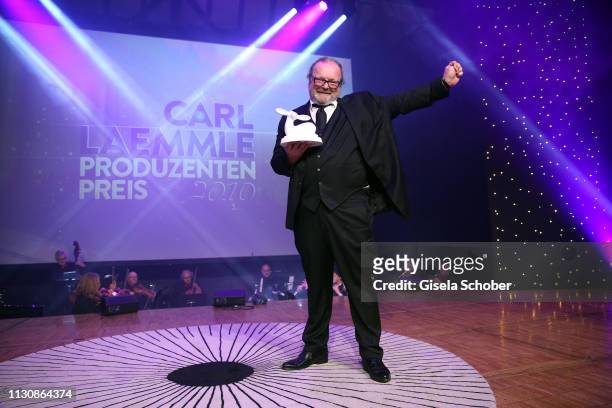 Producer Stefan Arndt with award during the 3rd Carl Laemmle Producer Award at Kulturhaus Laupheim on March 15, 2019 in Laupheim, Germany.