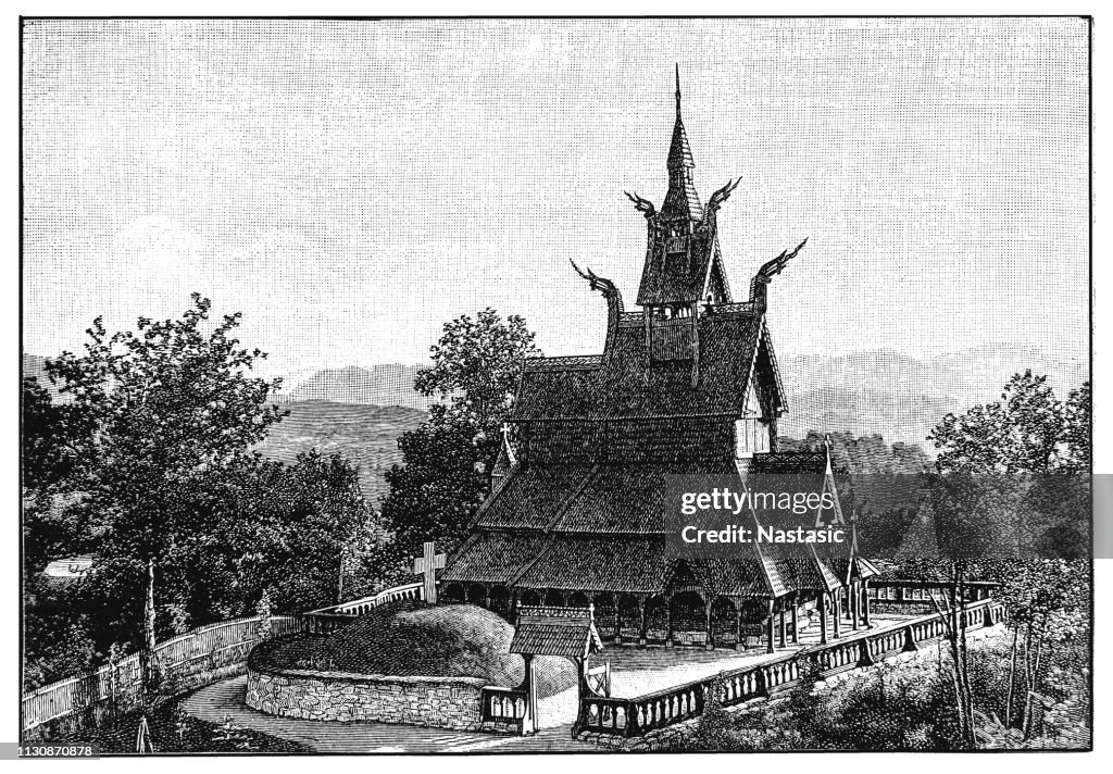 Iglesia De Madera De Fantoft En Bergen Noruega Ilustración de stock - Getty Images Iglesia De Madera De Fantoft En Bergen Noruega Ilustración de stock - Getty Images
