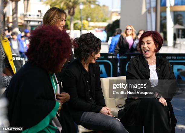 Sharon Osbourne visits "Extra" at Universal Studios Hollywood on February 19, 2019 in Universal City, California.