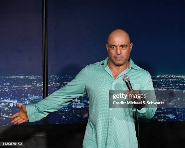 Comedian Joe Rogan performs during his appearance at The Ice House Comedy Club on March 15, 2019 in Pasadena, California.