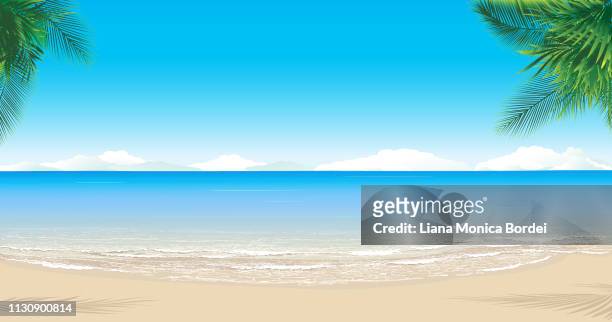 paradise beach - blue sky stock illustrations