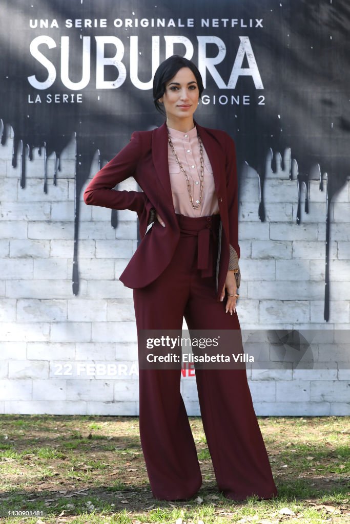 Cristina Pelliccia attends a photocall for Netflix "Suburra" The