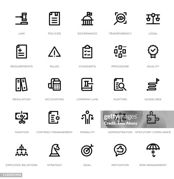 compliance line icon set - small business strategy stock illustrations