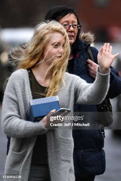 Alesha MacPhail's mother Georgina Lochrane leaves Glasgow High Court on February 20, 2019 in Glasgow, Scotland. Six year old Alesha MacPhail was...