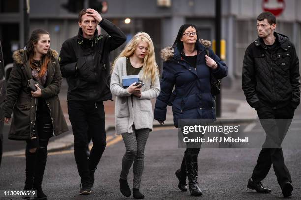 Alesha MacPhail's mother Georgina Lochrane leaves Glasgow High Court on February 20, 2019 in Glasgow, Scotland. Six year old Alesha MacPhail was...