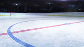 ice hockey stadium middle rink general view and camera flashes behind