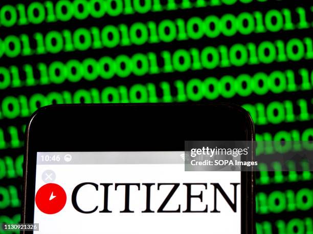 In this photo illustration, the Citizen Watch Co, Ltd. Company logo seen displayed on a smartphone.