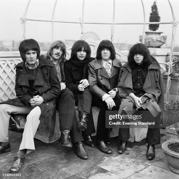 English rock band Deep Purple at the Dorchester Hotel, London, UK, 9th January 1969; they are singer Rod Evans, pianist Jon Lord , guitarist and...