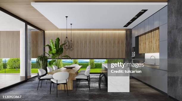 country villa industrial rustic style kitchen - penthouse stock pictures, royalty-free photos & images