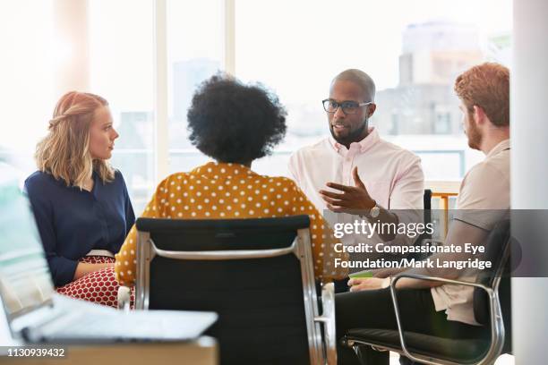 business people having meeting in modern office - leadership listening stock-fotos und bilder
