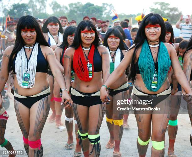 happy people dancing spectacular indigenous amazonian dances from brazil. - traditional native american medicine stock pictures, royalty-free photos & images