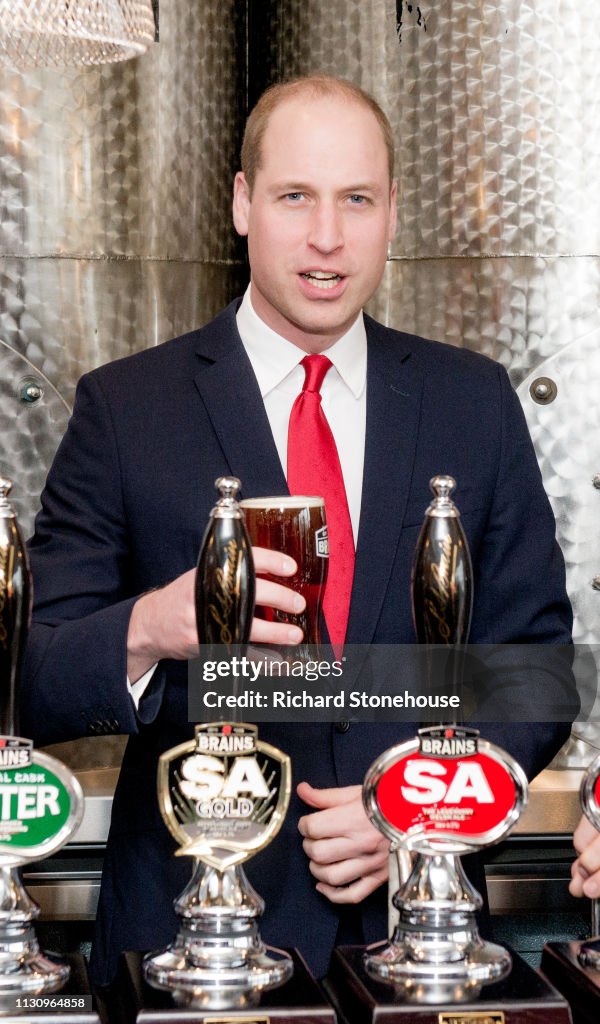 The Duke Of Cambridge Visits Brains Dragon Brewery