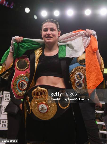 Pennsylvania , United States - 15 March 2019; Katie Taylor following her WBA, IBF & WBO Female Lightweight World Championships unification bout with...