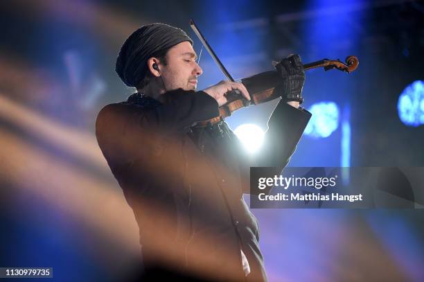 Musician David Garrett is seen on stage during the opening ceremony for the FIS Nordic World Ski Championships on February 20, 2019 in Seefeld,...