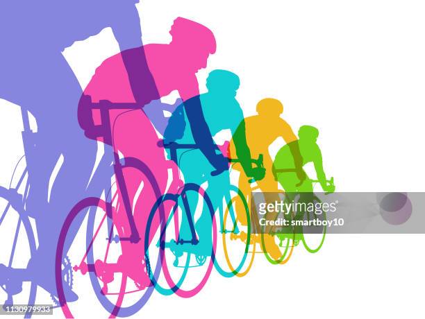 cyclists racing - health retreat banner stock illustrations
