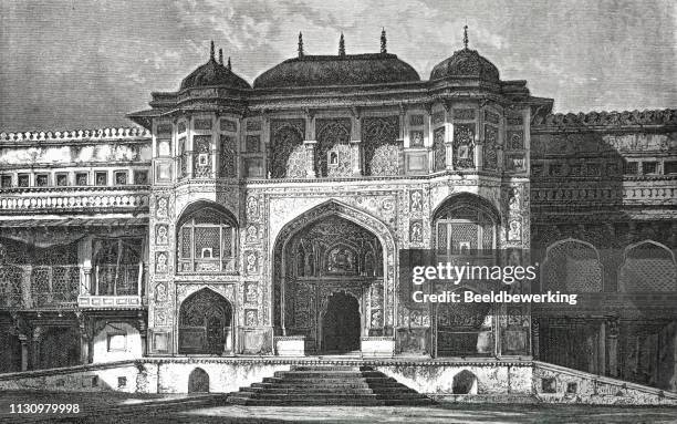 amber fort or palace - amber fort stock illustrations