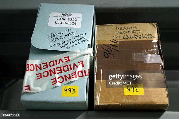 March 4, 2004 - Evidence from the 1994 Rwanda genocide is kept in a locked room in the basement of the ICTR, International Criminal Tribunal for...