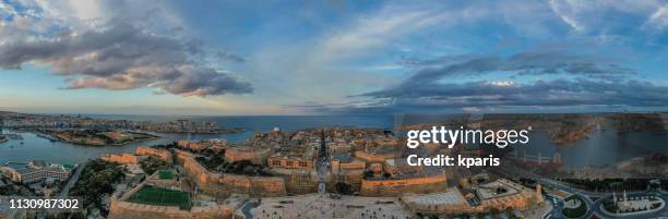 valletta, malta - cityscape. drone aerial photo - malta aerial stock pictures, royalty-free photos & images