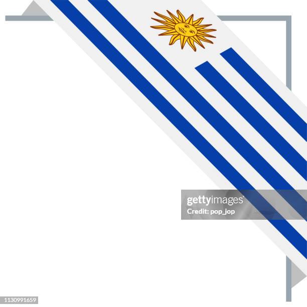 uruguay - bookmark corner flag vector flat icon - uruguay flag vector stock illustrations