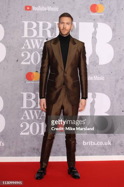 Calvin Harris attends The BRIT Awards 2019 held at The O2 Arena on February 20, 2019 in London, England.