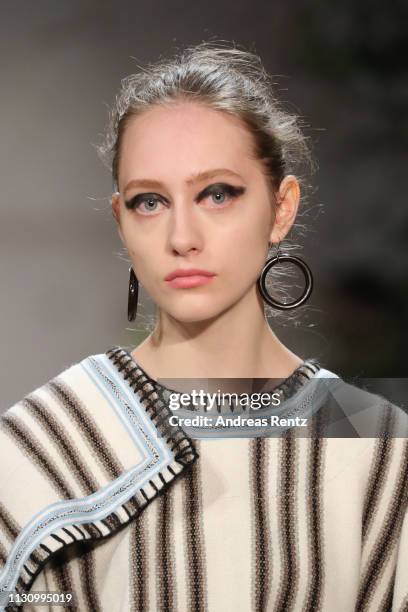 Model walks the runway at the Jil Sander show at Milan Fashion Week Autumn/Winter 2019/20 on February 20, 2019 in Milan, Italy.