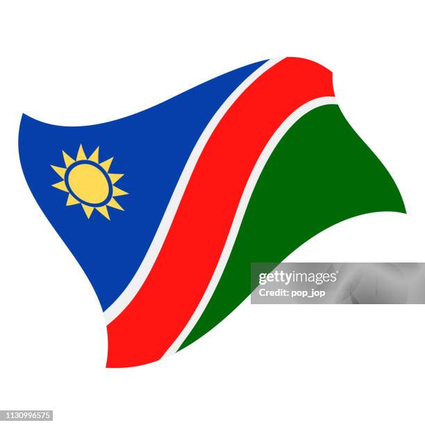 namibia - flying flag vector flat icon - windhoek namibia stock illustrations