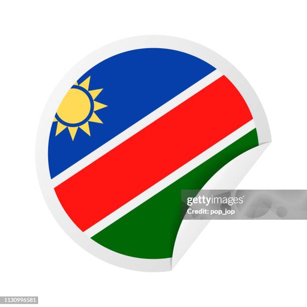 namibia - round paper corner flag vector flat icon - windhoek namibia stock illustrations