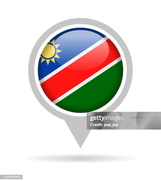 namibia - vector round flag pin glossy icon - windhoek namibia stock illustrations
