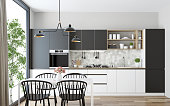 Modern Scandinavian kitchen and dining room