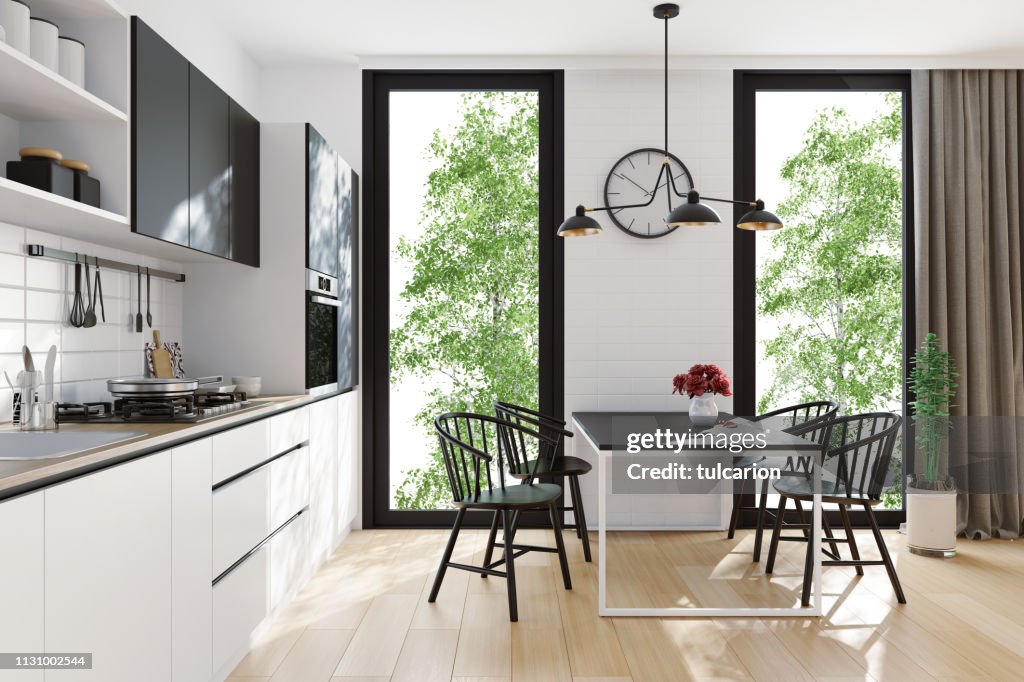 Modern Scandinavian kitchen and dining room