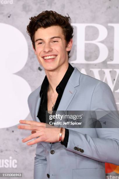 Shawn Mendes attends The BRIT Awards 2019 held at The O2 Arena on February 20, 2019 in London, England.