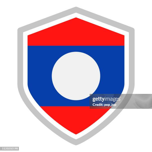 laos - shield flag vector flat icon - vientiane stock illustrations