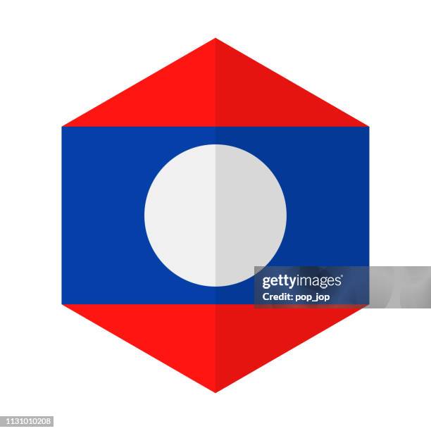 laos - hexagon flag vector flat icon - laos stock illustrations