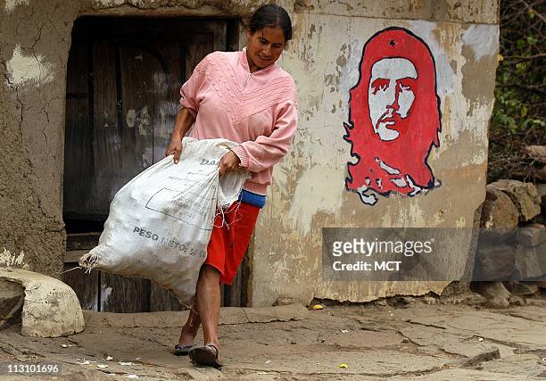 Che Guevara's mug appears on shop walls and in market stalls in remote La Higuera, Bolivia, where he died.