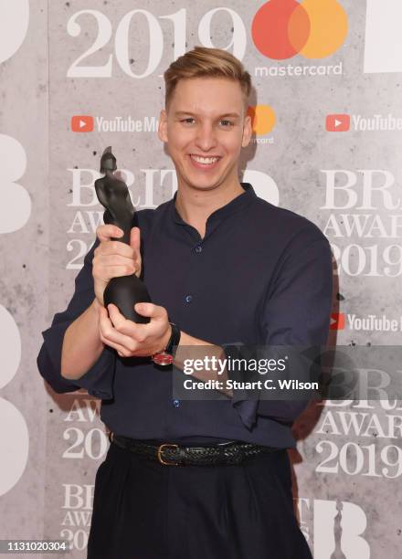 George Ezra in the winners room during The BRIT Awards 2019 held at The O2 Arena on February 20, 2019 in London, England.