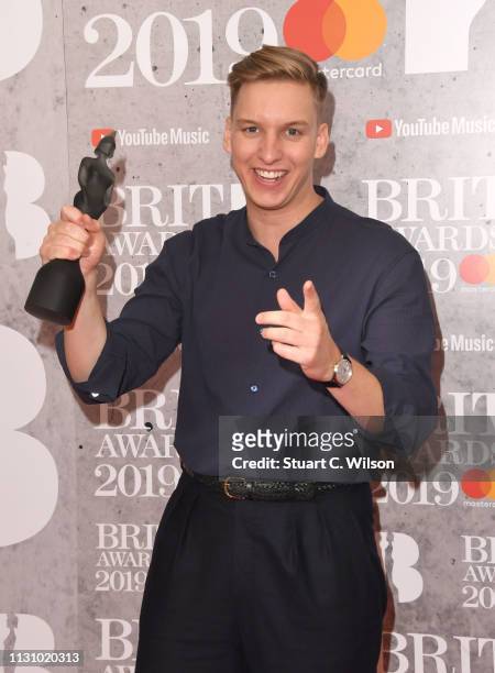 George Ezra in the winners room during The BRIT Awards 2019 held at The O2 Arena on February 20, 2019 in London, England.