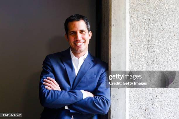 Opposition leader and Self proclaimed Interim President of Venezuela Juan Guaidó poses for an interview on March 16, 2019 in Valencia, Venezuela....