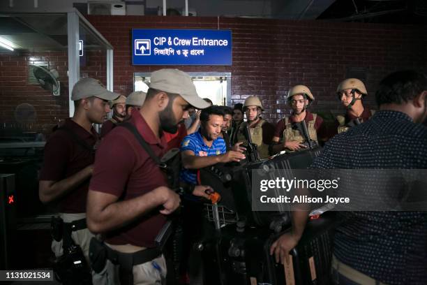 Members of the Bangladesh Cricket team arrive in Dhaka from New Zealand on March 16, 2019 in Dhaka, Bangladesh. Bangladesh's cricket team returned to...