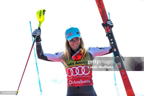 Mikaela Shiffrin of USA Ski Team, during Ladies Giant Slalom Audi FIS Ski World Cup race, on March 16, 2019 in El Tarter, Andorra.