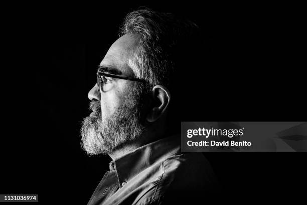 Spanish writter Javier Santamarta poses for a portrait session on January 28, 2019 in El Escorial, Spain.