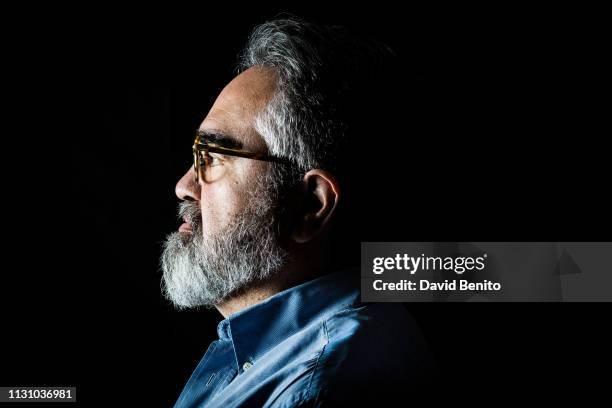 Spanish writter Javier Santamarta poses for a portrait session on January 28, 2019 in El Escorial, Spain.