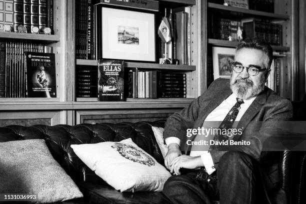 Spanish writter Javier Santamarta poses for a portrait session on January 28, 2019 in El Escorial, Spain.